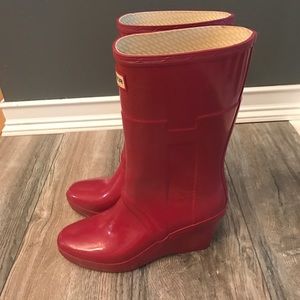 HUNTER Kellan Wedge Rain Boots sz 8
